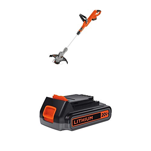 BLACK+DECKER 20V MAX String Trimmer with Extra Lithium Battery 2.0 Amp Hour (LST300 & LBXR2020-OPE)