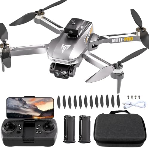 Brushless Motor Drone - 4K Camera Drones for Adults - FPV Foldable RC Quadcopter with Carrying Bag,40-min Flight Time,90° Adjustable Lens,One Key Take Off/Land,360° Flip,Christmas Gifts for beginners - Sliver