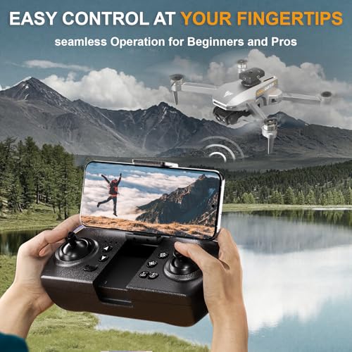 Brushless Motor Drone - 4K Camera Drones for Adults - FPV Foldable RC Quadcopter with Carrying Bag,40-min Flight Time,90° Adjustable Lens,One Key Take Off/Land,360° Flip,Christmas Gifts for beginners - Sliver