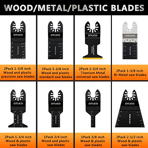 87 Pcs Oscillating Saw Blades, Wood Metal Cutting Multitool Bi-Metal Blades Quick Release Tool Blades Kits Fit for Dewalt, Makita, Ryobi, Rockwell