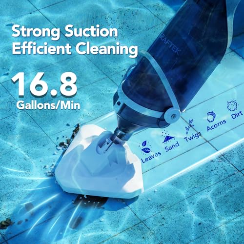 Pool Vacuum for Above & In-ground Pool with a Telescopic Pole, Handheld Pool Vacuum Pool Keeper K1, Cordless Rechargeable Pool Vacuums Cleaner for Hot Tubs, Spas, Fast Deep Cleaning, 60 Mins Runtime