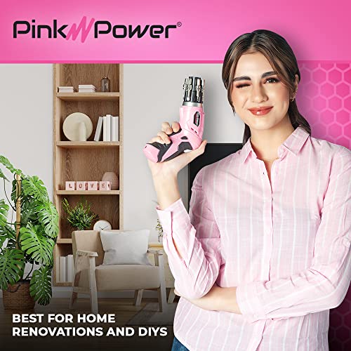 Pink Power 4 Volt Rechargeable Cordless Electric Screwdriver Set with Bubble Level - Pink Tool Set for Women Power Tools