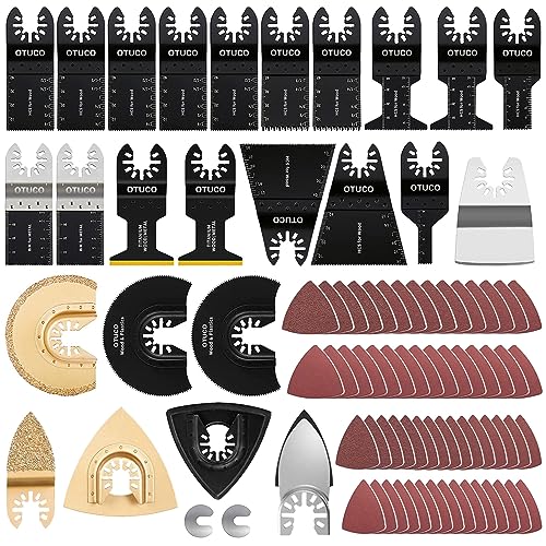 87 Pcs Oscillating Saw Blades, Wood Metal Cutting Multitool Bi-Metal Blades Quick Release Tool Blades Kits Fit for Dewalt, Makita, Ryobi, Rockwell