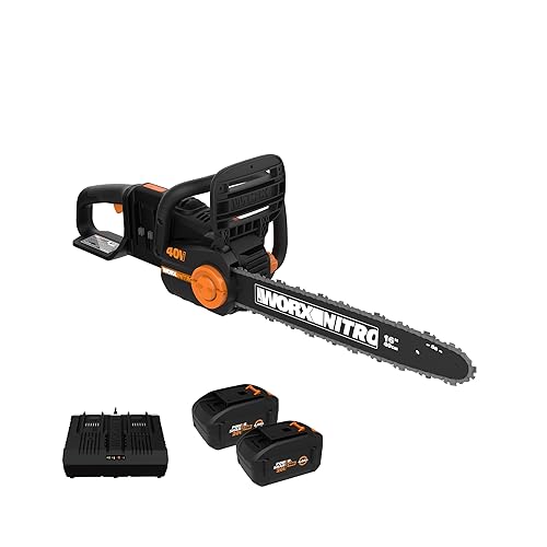 Worx Nitro 40V 16" Cordless Chainsaw WG385 Power Share Battery Chainsaw 59 ft/s Chain Speed Dual Safety Protection, Electric Chainsaw Cordless – 2 Batteries & Charger Included