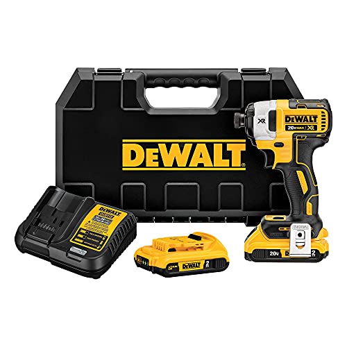 DEWALT 20V MAX XR Cordless Impact Driver Kit, Brushless, 1/4" Hex Chuck, 3-Speed, 2 Batteries and Charger (DCF887D2)