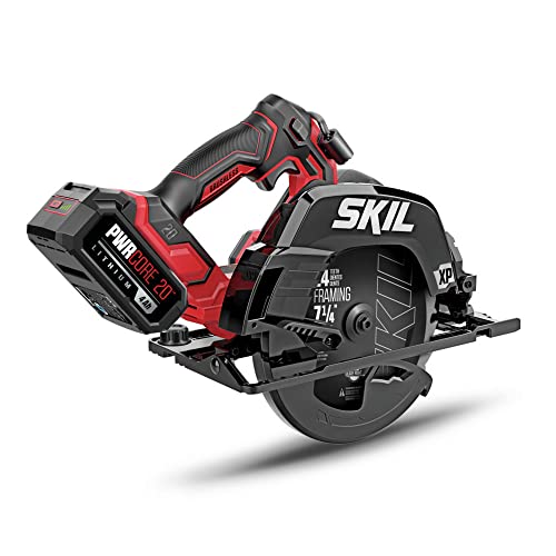 SKIL PWR CORE 20™ XP Brushless 20V 7-1/4 In. 5300 RPM, Circular Saw Kit Includes 4.0Ah Lithium Battery and Quick Charger- CR5440B-10