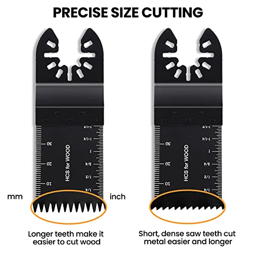 96 Pack Oscillating Saw Blades, CONNOO Oscillating Tool Blades Accessories with Sandpaper, Multitool Bi-Metal Blades for Wood Metal Plastics Quick Release Blades for Dewalt, Makita, Ryobi, Rockwell