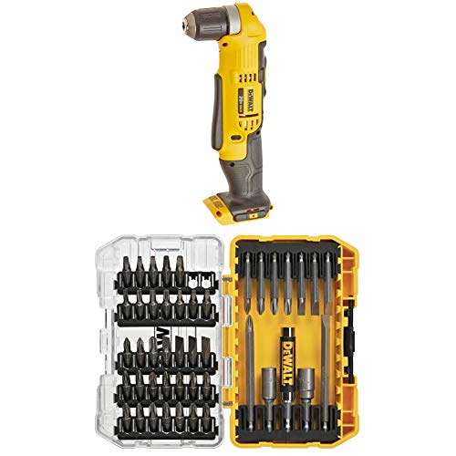 DEWALT DCD740B 20-Volt MAX Li-Ion Right Angle Drill  (Tool Only) with DEWALT DW2166 45 Piece Screwdriving Set with Tough Case