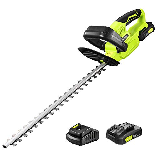 SnapFresh 20V Cordless Hedge Trimmer - 22" Dual-Action Blade, Hedge Trimmer Cordless with 2.0Ah Battery and Charger, Grass Trimmer