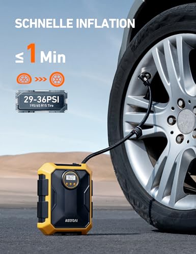 AstroAI Tire Inflator Air Compressor 12V DC Portable Air Compressor Car Accessories Auto Tire Pump 100PSI with LED Light Digital Air Pump for Car Tires Bicycles Other Inflatables CZK-3674