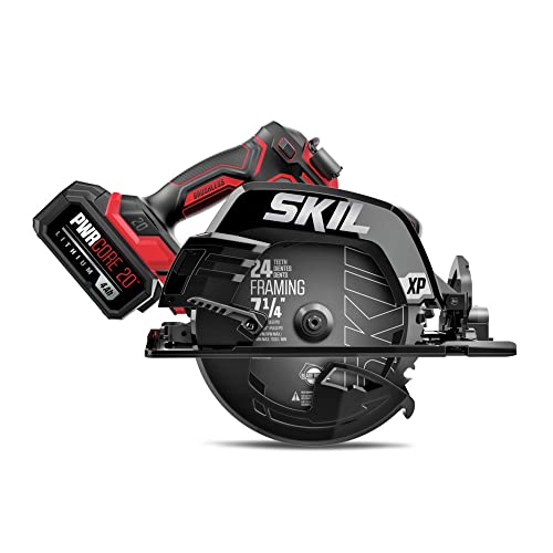 SKIL PWR CORE 20™ XP Brushless 20V 7-1/4 In. 5300 RPM, Circular Saw Kit Includes 4.0Ah Lithium Battery and Quick Charger- CR5440B-10