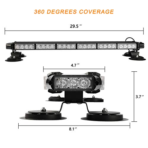 ASPL 29.5" 54 LED Strobe Light Bar Double Side Flashing High Intensity Emergency Warning Flash Strobe Light with Magnetic Base for Safety Construction Vehicles Tow Trucks Pickup (Amber/Green)