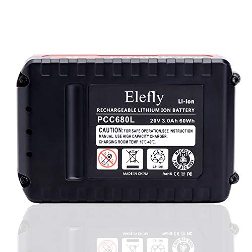 ELEFLY 2 Pack 20V Max 3.0Ah Battery Replacement for Porter Cable 20V Lithium Battery PCC680L PCC681L PCC682L PCC685L PCC660B PCC790B 20V Cordless Power Tools Battery