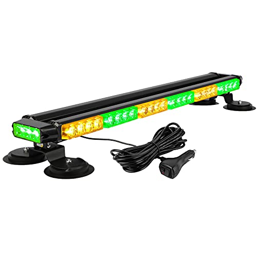 ASPL 29.5" 54 LED Strobe Light Bar Double Side Flashing High Intensity Emergency Warning Flash Strobe Light with Magnetic Base for Safety Construction Vehicles Tow Trucks Pickup (Amber/Green)