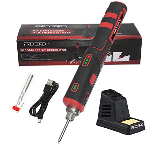 FrogBro 11W Cordless Soldering Iron Kit, Upgrade 2500mAh Max 968℉ Fast Heating Portable, USB Rechargeable High Capacity with Touch Sensor & LED Spotlight