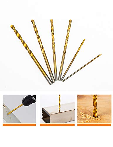 INTOO Mini Drill Bit Set 60 Pcs+12 Pcs Free High Speed Steel HSS Titanium Micro Drill Bits 3/64"-1/8" Metal,Plastic,Wood, Small Drill Bit