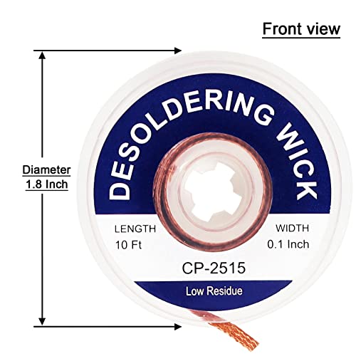 Lesnow solder wick braid with flux 10ft Length Desoldering Wick Braid Remover Tool Solder Sucker 1 piece No-Clean soldering Wick Wire Roll and Disassemble Electrical Components