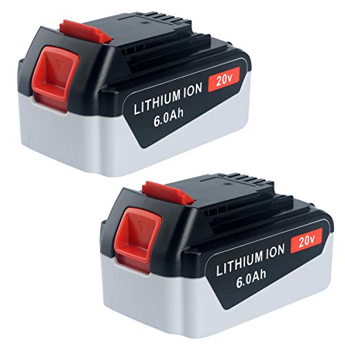Biswaye 2Pack 20V MAX 6.0Ah Battery Replacement for Black and Decker 20V Max Lithium Battery LBXR20 LB2X3020-OPE LBXR2020-OPE LB20 LBX20 LBX4020 LB2X4020 LBXR2520
