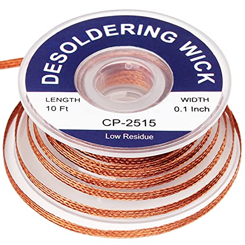 Lesnow solder wick braid with flux 10ft Length Desoldering Wick Braid Remover Tool Solder Sucker 1 piece No-Clean soldering Wick Wire Roll and Disassemble Electrical Components