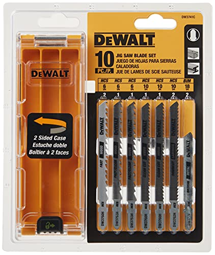 DEWALT Jigsaw Blades Set with Case, T-Shank, 10-Piece (DW3741C)