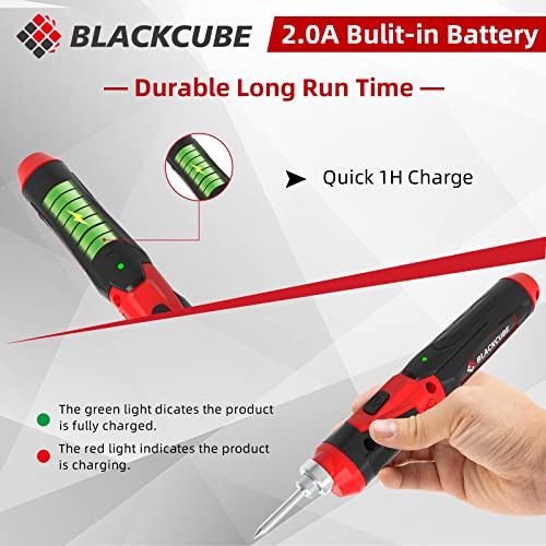 BLACKCUBE 4V 2000mAH Cordless Soldering Iron Rapid Heat Lithium-Ion Battery with LED Spotlight, Storage Bag, 4V Professional Portable Welding Tool