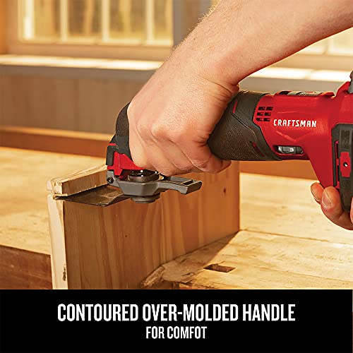 CRAFTSMAN V20 Cordless Multi-Tool, Oscillating Tool Kit, 16 Piece Kit with Blades, Sand Paper, Battery and Charger Included (CMCE500D1)