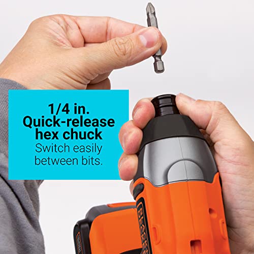 BLACK+DECKER 20V MAX* POWERCONNECT 1/4 in. Cordless Impact Driver Kit (BDCI20C)