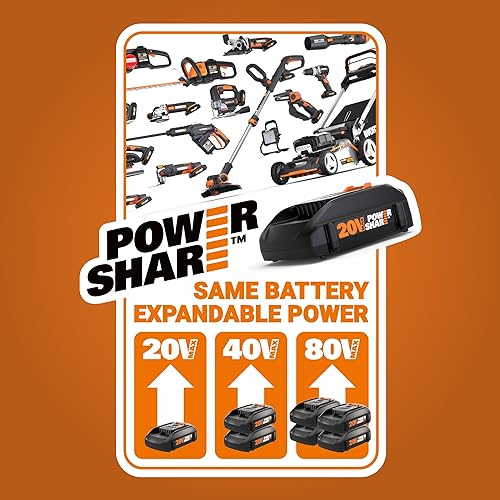 Worx Nitro 40V 16" Cordless Chainsaw WG385 Power Share Battery Chainsaw 59 ft/s Chain Speed Dual Safety Protection, Electric Chainsaw Cordless – 2 Batteries & Charger Included