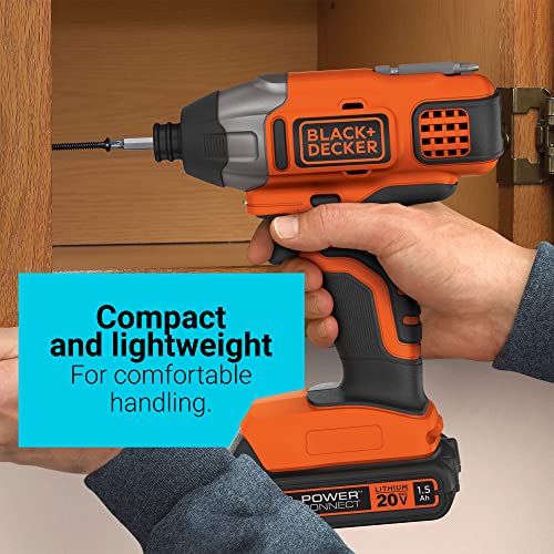 BLACK+DECKER 20V MAX* POWERCONNECT 1/4 in. Cordless Impact Driver Kit (BDCI20C)