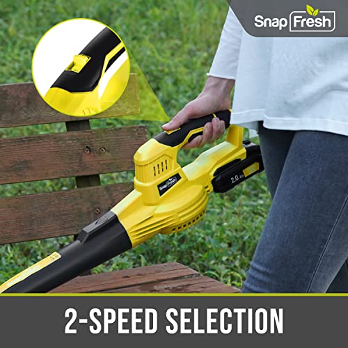 SnapFresh Leaf Blower - 20V Leaf Blower with Battery & Charger, Leaf Blower Cordless for Lawn Care, Electric Leaf Blower Battery Powered for Snow Blowing & Cleaning (Battery & Charger Included)