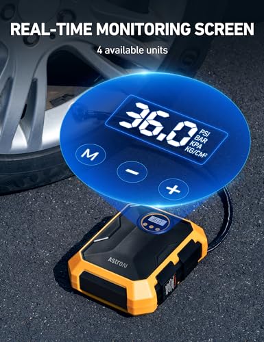 AstroAI Tire Inflator Air Compressor 12V DC Portable Air Compressor Car Accessories Auto Tire Pump 100PSI with LED Light Digital Air Pump for Car Tires Bicycles Other Inflatables CZK-3674