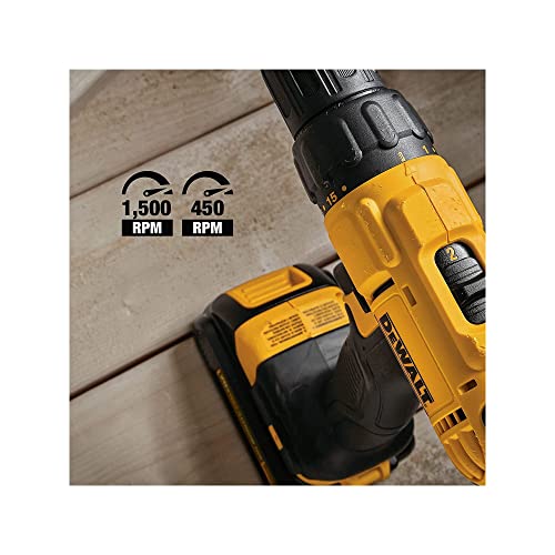 DEWALT 20V MAX Cordless Drill and Impact Driver, Power Tool Combo Kit with 2 Batteries and Charger, Yellow/Black (DCK240C2)