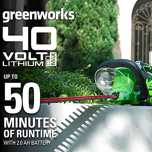 Greenworks 40V 24" Cordless Hedge Trimmer, 2.0Ah Battery and Charger Included