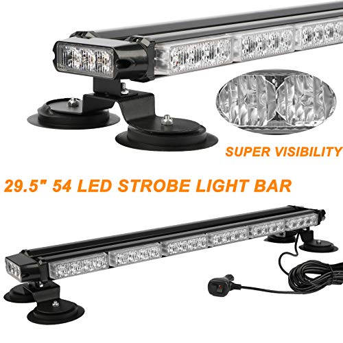 ASPL 29.5" 54 LED Strobe Light Bar Double Side Flashing High Intensity Emergency Warning Flash Strobe Light with Magnetic Base for Safety Construction Vehicles Tow Trucks Pickup (Amber/Green)