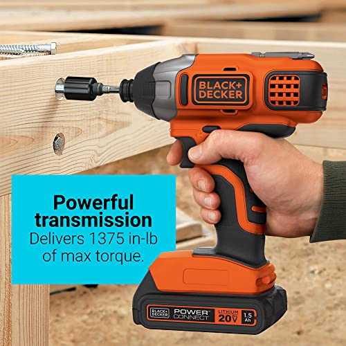 BLACK+DECKER 20V MAX* POWERCONNECT 1/4 in. Cordless Impact Driver Kit (BDCI20C)