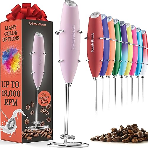 Powerful Handheld Milk Frother, Mini Milk Foamer, Battery Operated (Not included) Stainless Steel Drink Mixer with Frother Stand