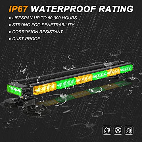 ASPL 29.5" 54 LED Strobe Light Bar Double Side Flashing High Intensity Emergency Warning Flash Strobe Light with Magnetic Base for Safety Construction Vehicles Tow Trucks Pickup (Amber/Green)