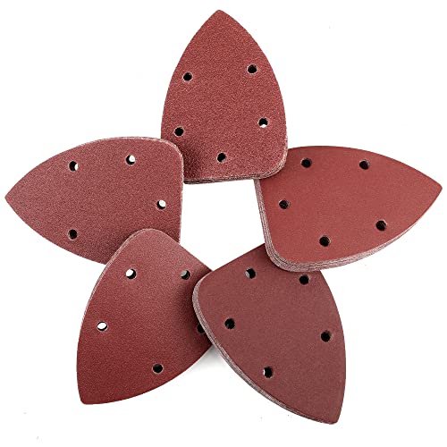 WORKPRO 150PCS Mouse Sander Pads, 5 Hole Detail Sander Sandpaper Sanding Sheets, 40/80/120/180/240 Assorted Grits for Wood Furniture