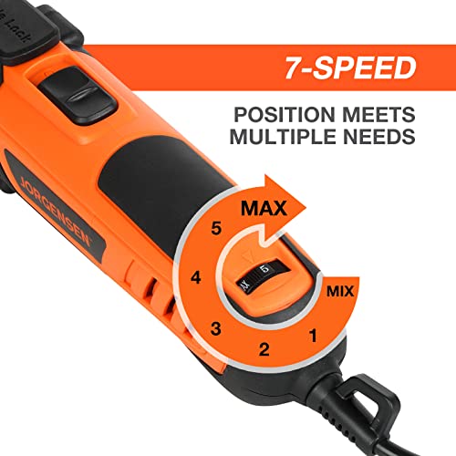 JORGENSEN Oscillating Tool 5°Oscillation Angle, 4 Amp Oscillating Multi Tools Saw, 7 Variable Speed with 16-piece Electric Multitool Blades & Carrying Bag - 70800