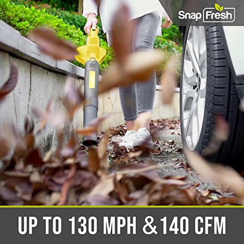 SnapFresh Leaf Blower - 20V Leaf Blower with Battery & Charger, Leaf Blower Cordless for Lawn Care, Electric Leaf Blower Battery Powered for Snow Blowing & Cleaning (Battery & Charger Included)