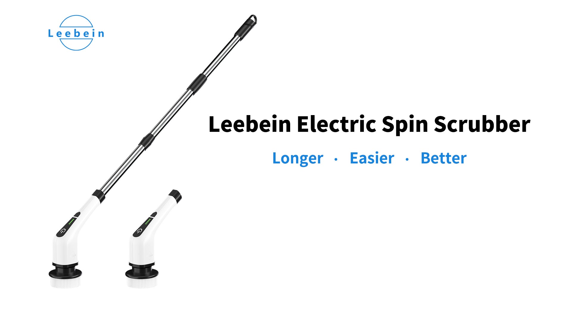 Leebein Electric Spin Scrubber, Cordless Powerful Scrub Brush for Cleaning Bathroom, Kitchen, Shower Tub and Floor Tile with Adjustable Extension Long Handle and 8 Replaceable Brush Heads(Rose)