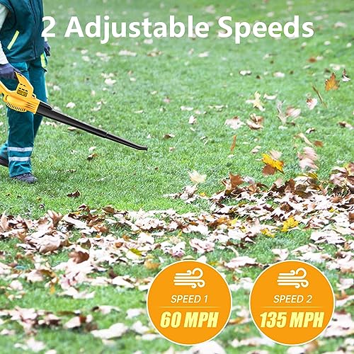 RUALION Leaf Blowers Battery Powered: 290CFM 135MPH Leaf Blower Cordless with Battery & Charger for Lawn Care | Patio | Garage